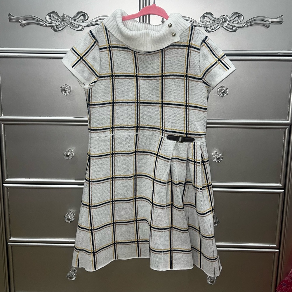 Janie and Jack White Plaid Dress with Turtleneck